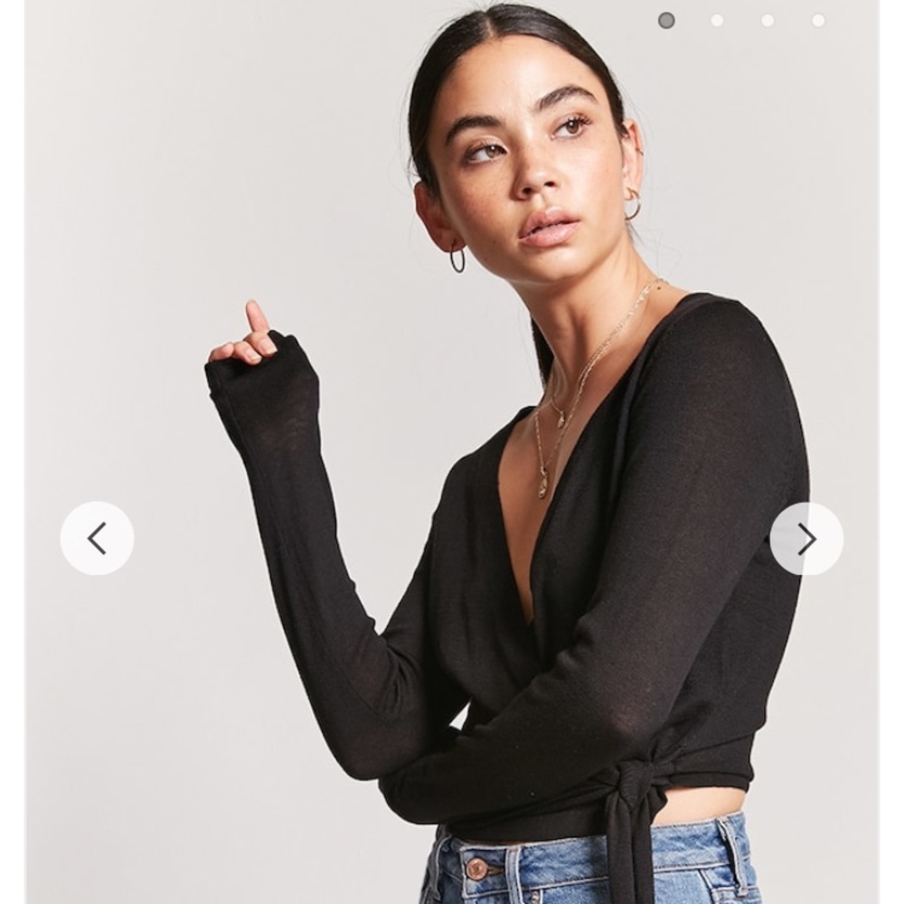 Mock Wrap Sweater-Knit Top